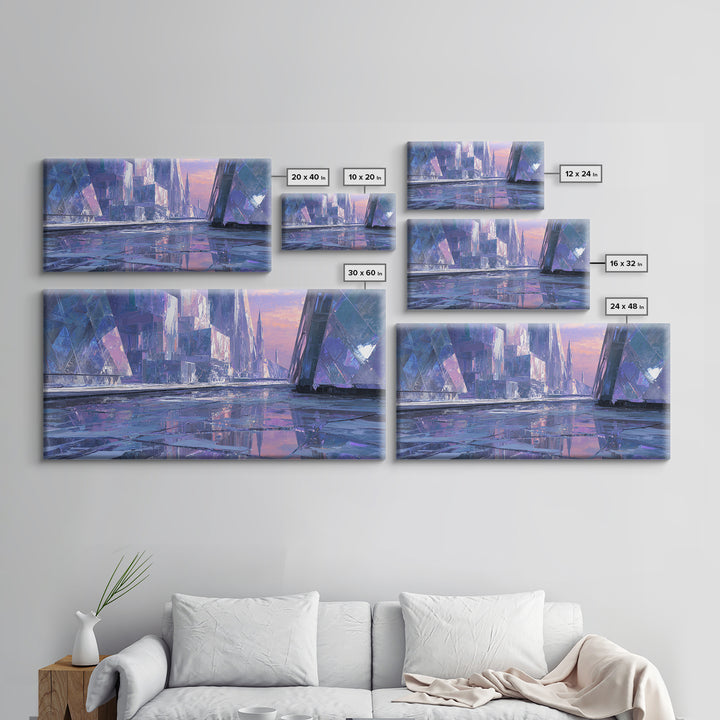 Ai Mask Portrait Framed Canvas Print, Cyberpunk Art, Modern Wall Art, Living Room Decor, Oil Painting, Neon, Minimalist Poster, CYB-2x1-92