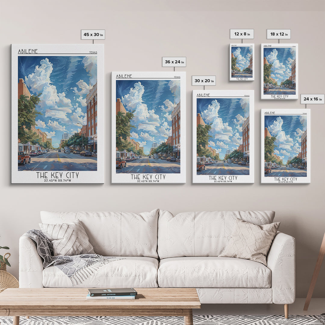 Abilene Travel Poster, Framed Canvas Print, Travel Wall Art, City Wall Art, City Travel Poster, Mid Century Wall Art, Travel Posters