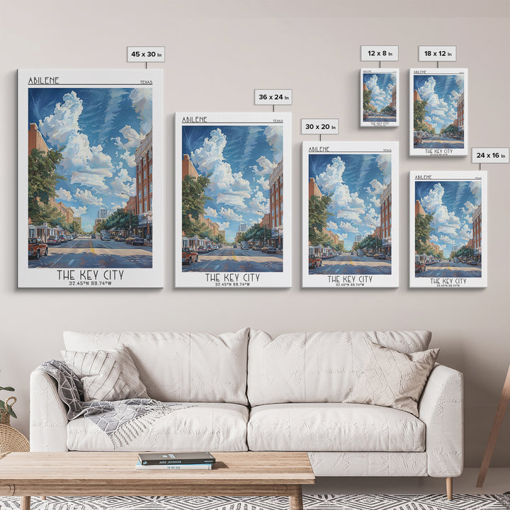 Abilene Travel Poster, Framed Canvas Print, Travel Wall Art, City Wall Art, City Travel Poster, Mid Century Wall Art, Travel Posters