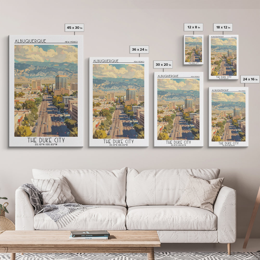 Albuquerque Travel Poster, Canvas Print, City Art Print, Travel Wall Art, Modern Wall Decor, Home Office Decor, Living Room Wall Art