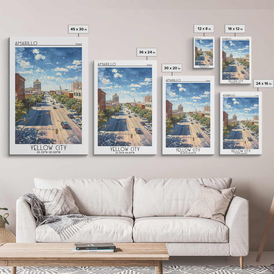 Amarillo Travel Poster, Framed Canvas Print, City Travel Poster, Travel Wall Art, Wall Art, Travel Prints, Home Decor, City Wall Art