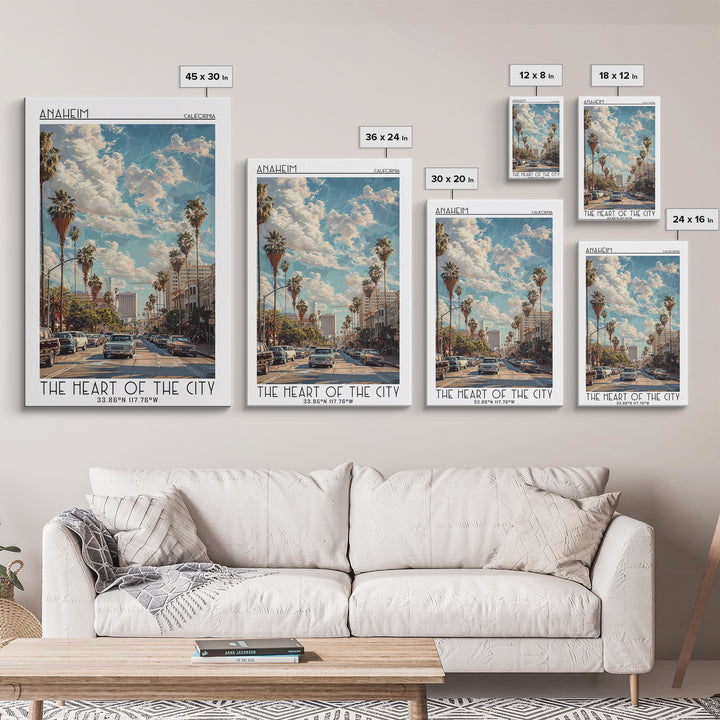 Anaheim Travel Poster, Framed Canvas Print, Travel Prints, Landscape Art, Vintage Travel Art, Minimalist Poster, Retro Travel Poster