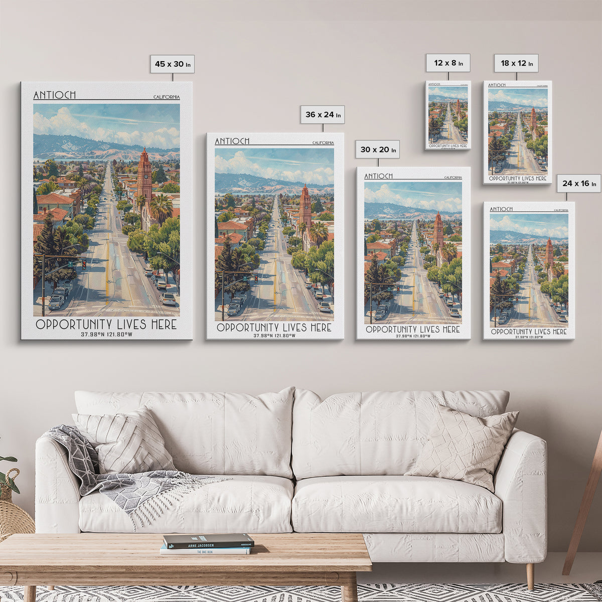 Antioch California Travel Poster, Framed Canvas Print, Travel Art Print, Modern Wall Decor, Landscape Art, City Art Print, Art Print