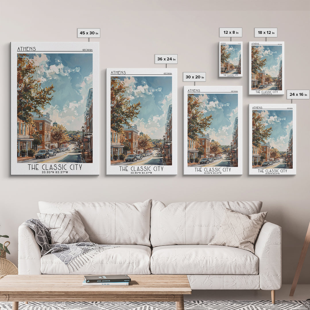 Athens Travel Poster, Framed Canvas Print, Travel Prints, Landscape Art, Mid Century Wall Art, Travel Wall Art, Vintage Travel Print