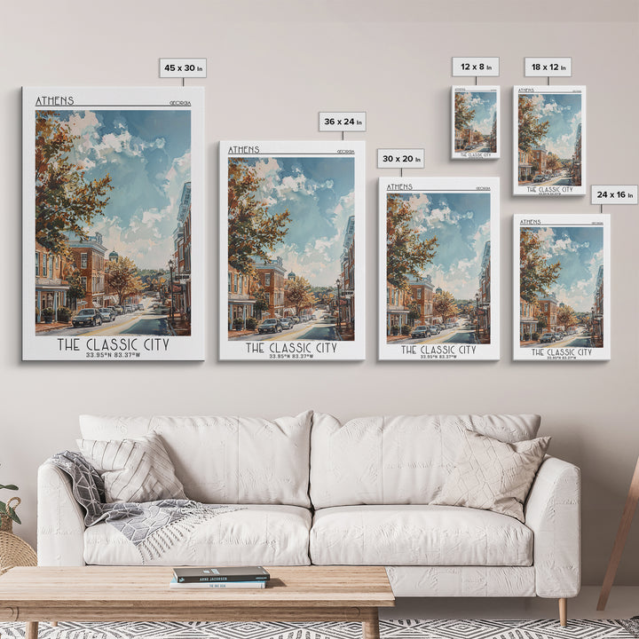 Athens Travel Poster, Framed Canvas Print, Travel Prints, Landscape Art, Mid Century Wall Art, Travel Wall Art, Vintage Travel Print