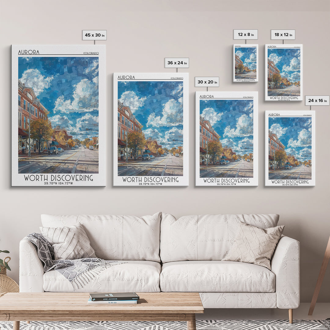 Aurora Travel Poster, Framed Canvas Print, City Travel Poster, Travel Wall Decor, Home Office Decor, Minimalist Poster, Travel Decor