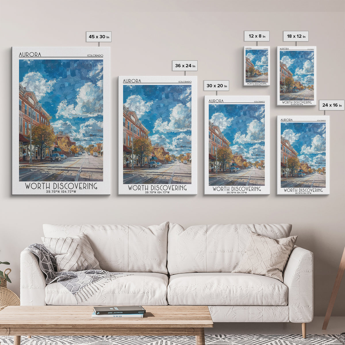 Aurora Travel Poster, Framed Canvas Print, City Travel Poster, Travel Wall Decor, Home Office Decor, Minimalist Poster, Travel Decor