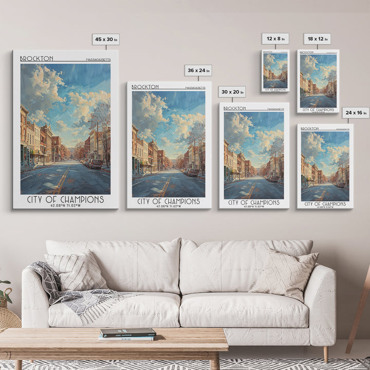 Brockton Travel Poster, Canvas Print, Poster Print, Travel Wall Art, Wanderlust Gift, Wall Art, Travel Posters, Mid Century Wall Art