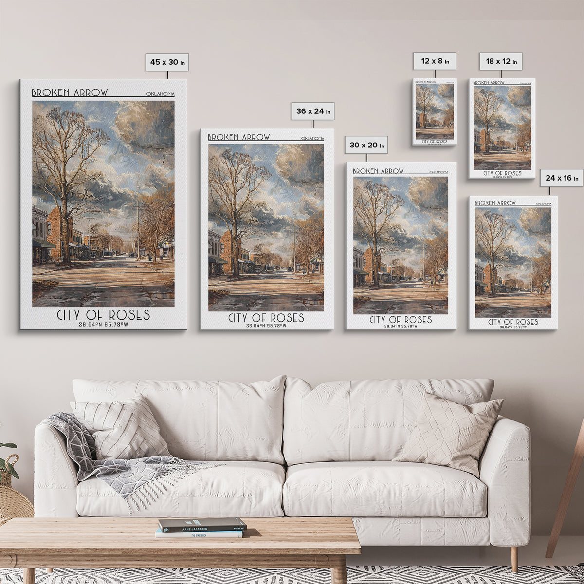 Broken Arrow Travel Poster, Framed Canvas Print, Travel Prints, Landscape Art, Modern Wall Decor, Travel Posters, City Travel Poster