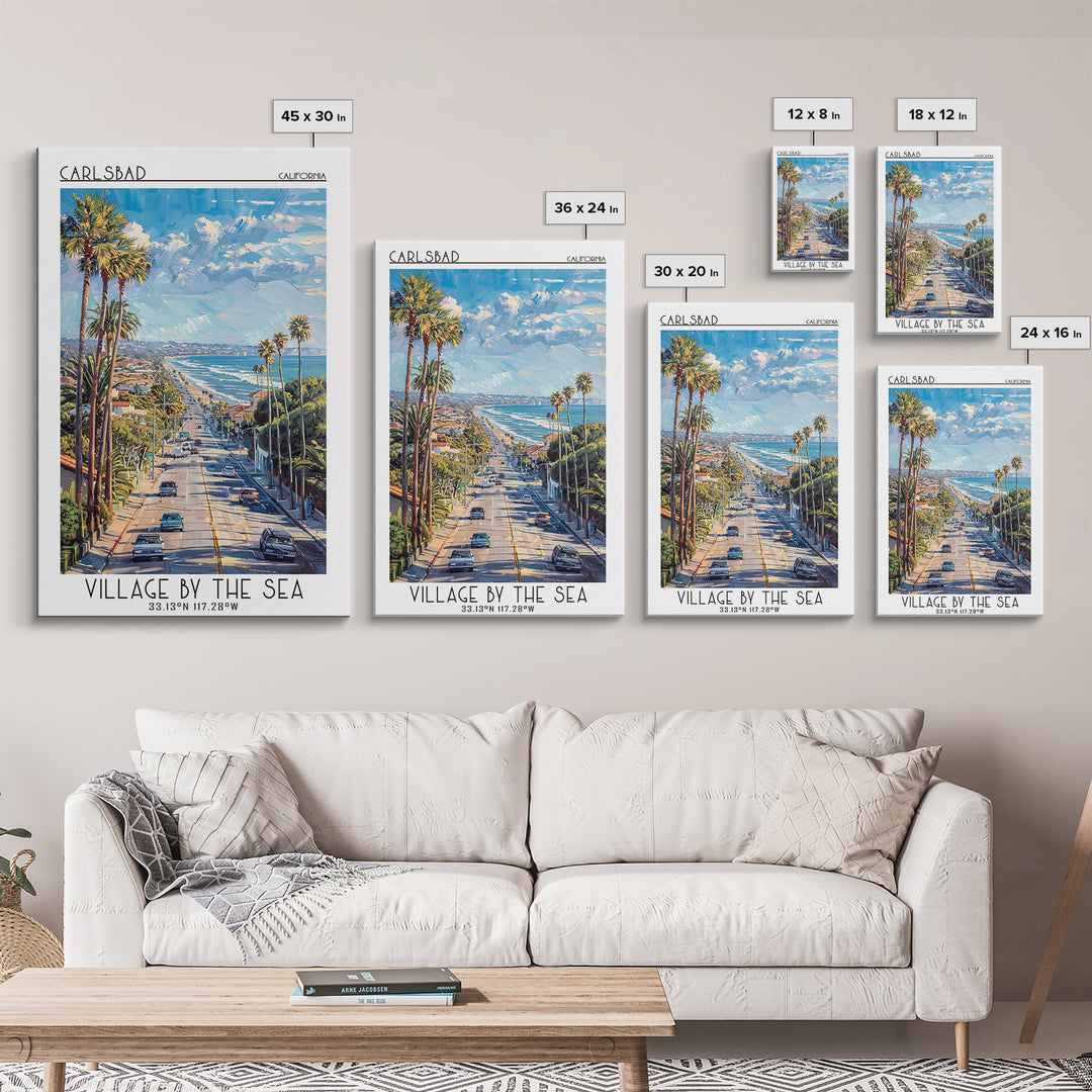Carlsbad Travel Poster, Framed Canvas Print, Poster Print, Travel Wall Art, Mid Century Wall Art, Travel Print, Living Room Wall Art