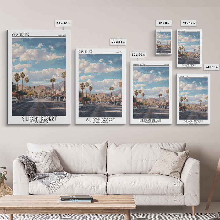 Chandler Travel Poster, Canvas Print, Travel Wall Art, City Wall Art, Vintage Travel, Mid Century Wall Art, Landscape Art, Art Print