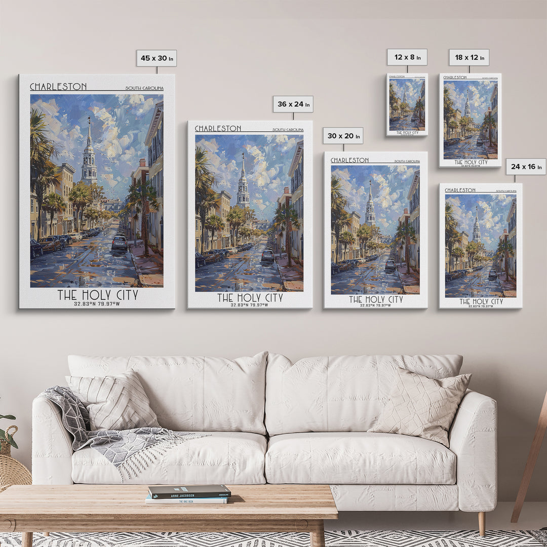 Charleston Travel Poster, Canvas Print, Travel Wall Art, City Wall Art, Living Room Wall Art, Gallery Wall Set, Vintage Travel Print