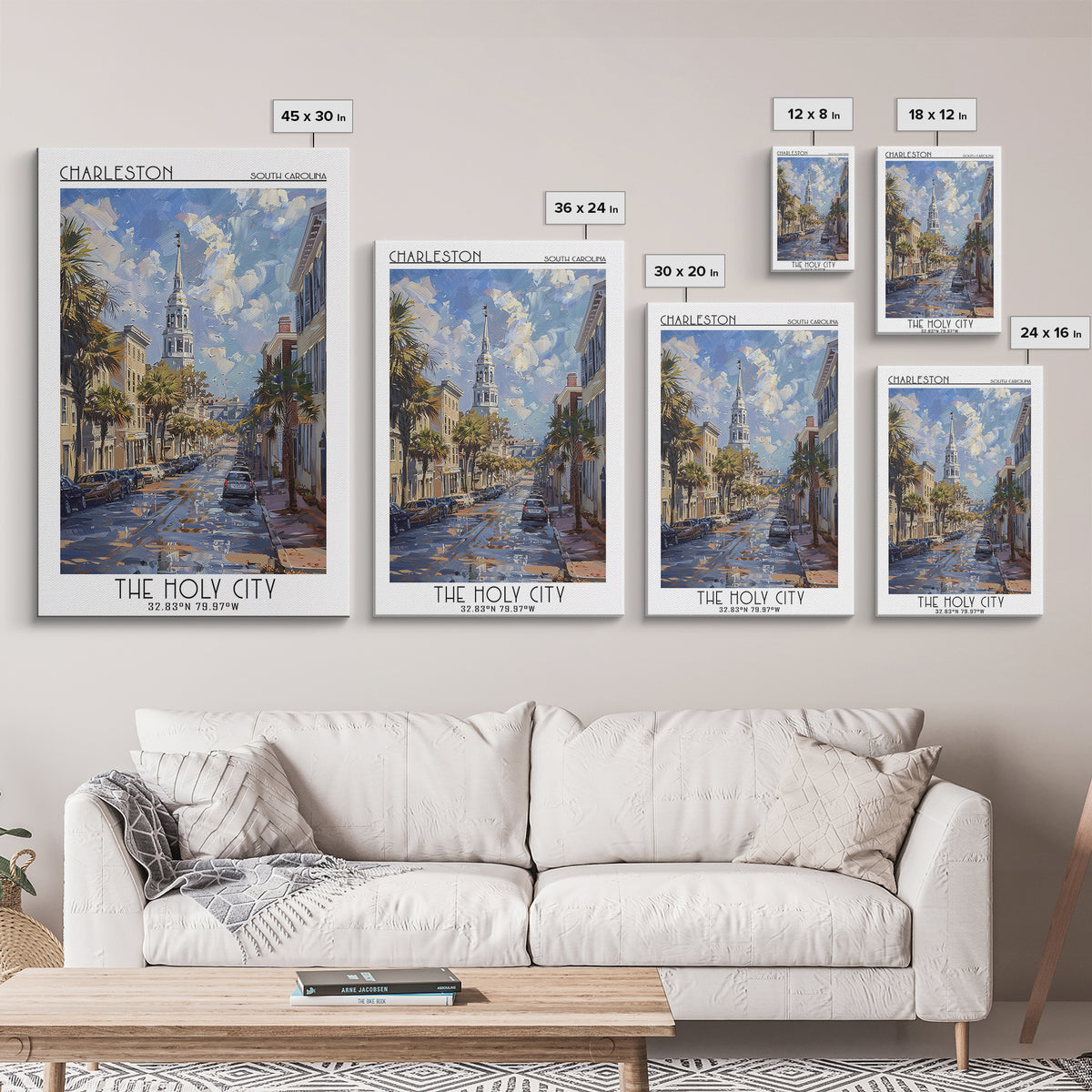 Charleston Travel Poster, Canvas Print, Travel Wall Art, City Wall Art, Living Room Wall Art, Gallery Wall Set, Vintage Travel Print