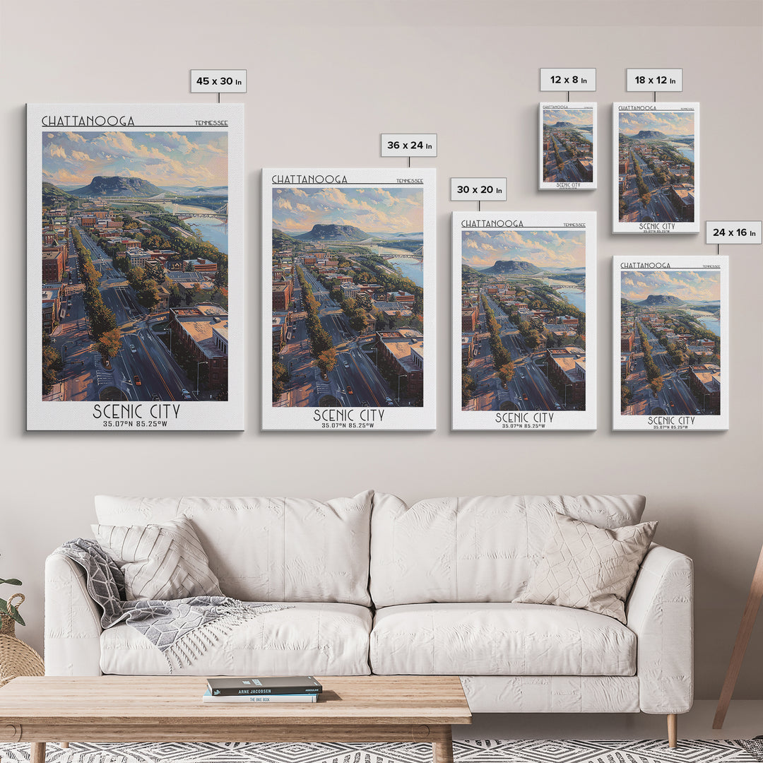 Chattanooga Travel Poster, Canvas Print, Poster Print, Travel Wall Art, Wall Art, Retro Wall Art, Wanderlust Gift, Minimalist Poster