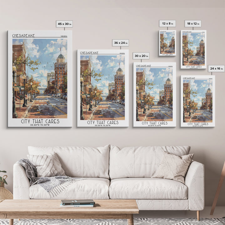 Chesapeake Travel Poster, Framed Canvas Print, Travel Art Print, Modern Wall Decor, Travel Posters, Home Office Decor, City Wall Art
