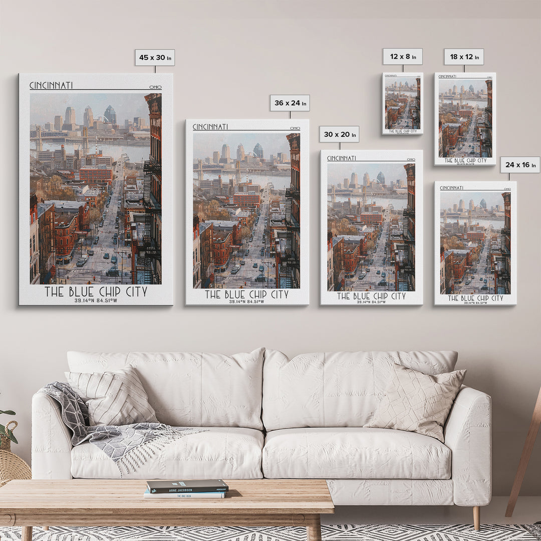 Cincinnati Travel Poster, Canvas Print, Retro Travel Poster, City Wall Art, Art Print, Poster Art, Home Office Decor, City Art Print