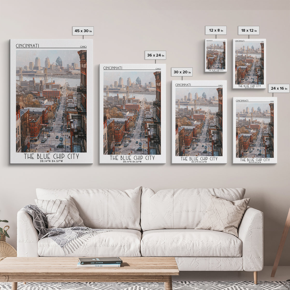 Cincinnati Travel Poster, Canvas Print, Retro Travel Poster, City Wall Art, Art Print, Poster Art, Home Office Decor, City Art Print