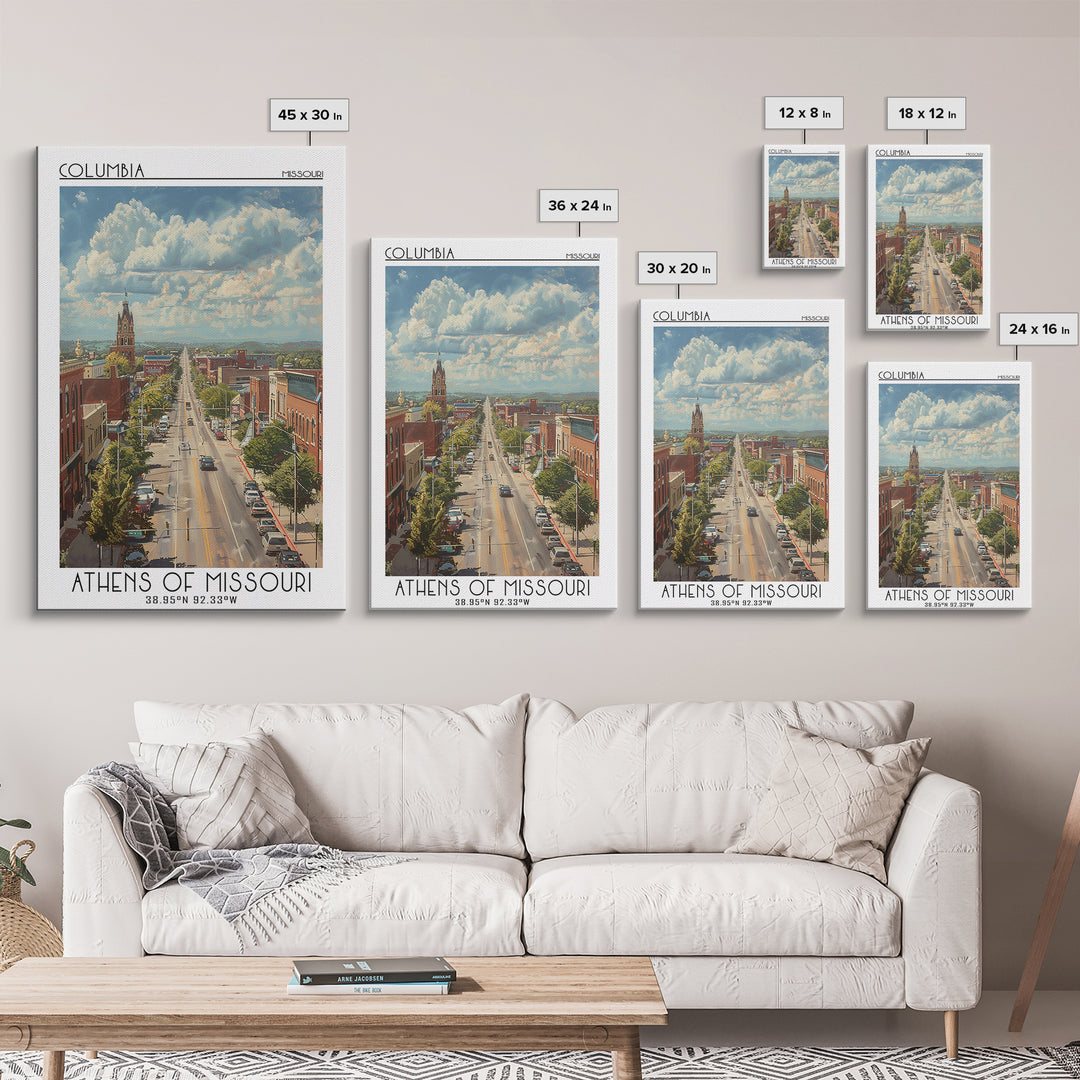Columbia Travel Poster, Framed Canvas Print, City Art Print, Travel Wall Art, Vintage City Poster, Poster Print, Retro Travel Poster