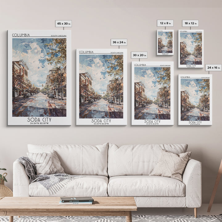 Columbia South Carolina Travel Poster, Framed Canvas Print, City Travel Poster, Travel Wall Art, Travel Posters, Retro Travel Poster