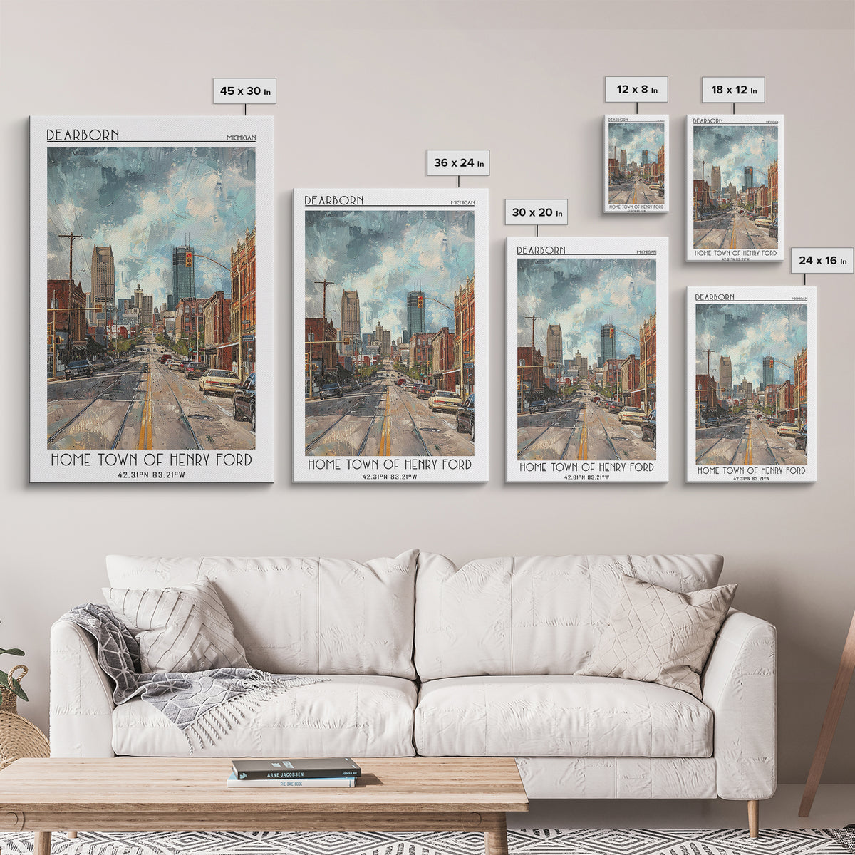 Dearborn Travel Poster, Canvas Print, Vintage Travel Print, City Wall Art, Vintage Posters, Travel Posters, Wall Art, Vintage Poster