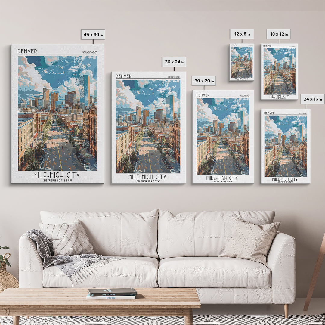 Denver Travel Poster, Framed Canvas Print, City Travel Poster, Travel Wall Decor, Minimalist Poster, Modern Wall Decor, Travel Decor