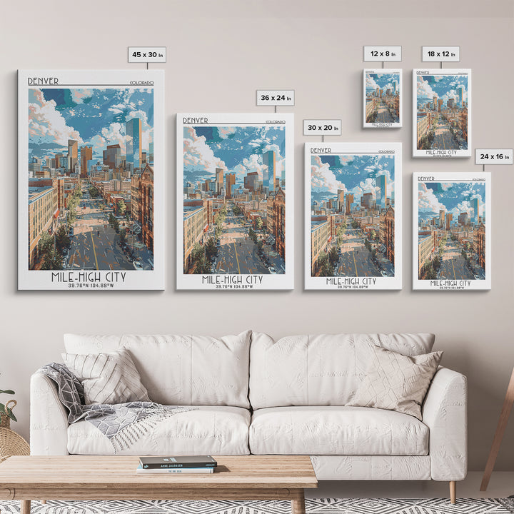 Denver Travel Poster, Framed Canvas Print, City Travel Poster, Travel Wall Decor, Minimalist Poster, Modern Wall Decor, Travel Decor
