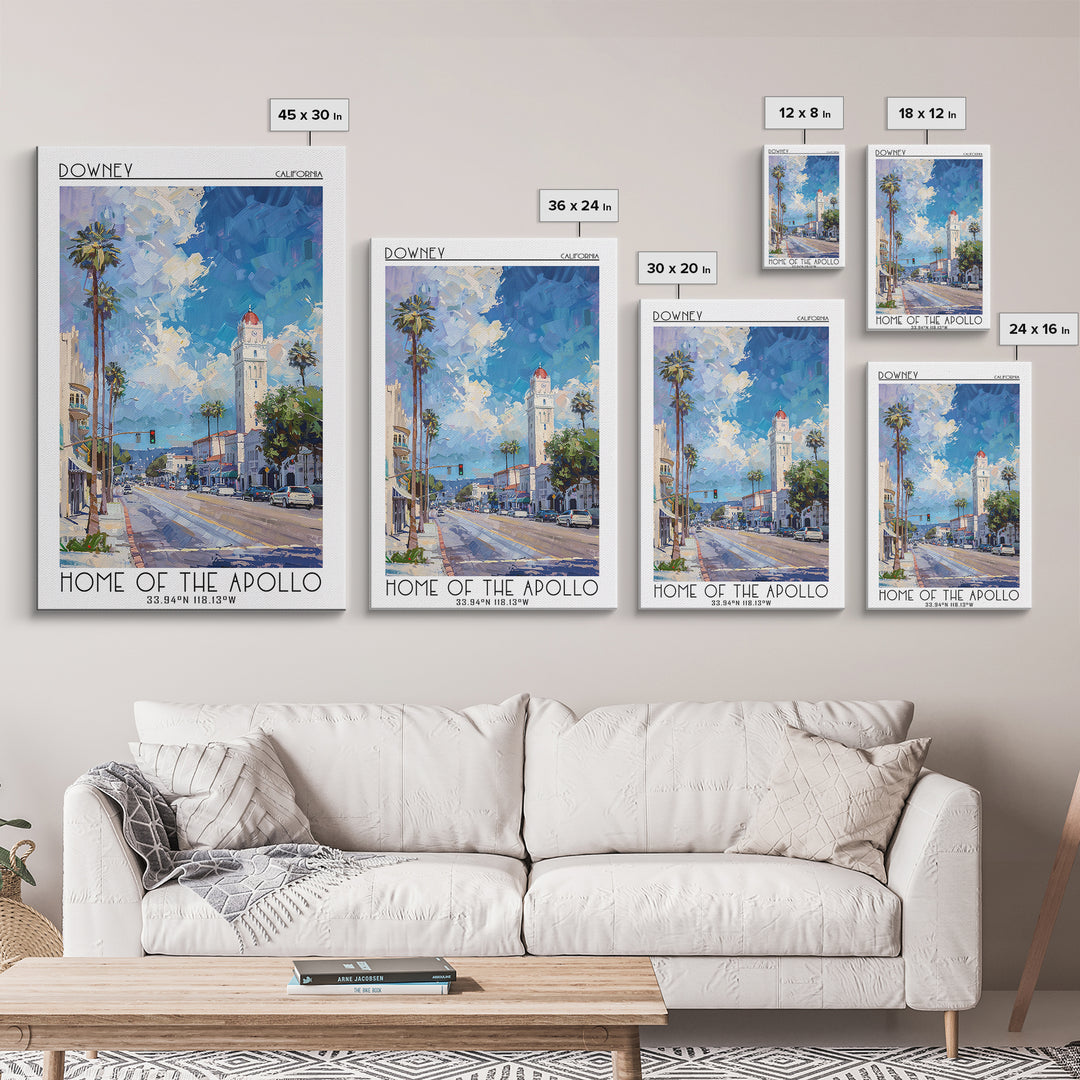 Downey Travel Poster, Framed Canvas Print, City Travel Poster, Travel Wall Art, Vintage Posters, Landscape Art, Vintage Travel Print