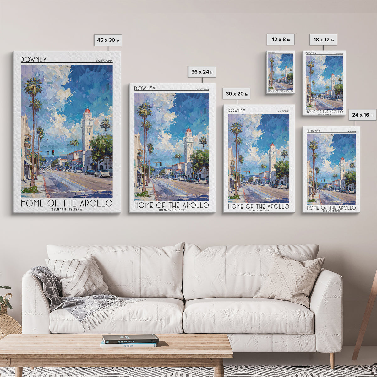 Downey Travel Poster, Framed Canvas Print, City Travel Poster, Travel Wall Art, Vintage Posters, Landscape Art, Vintage Travel Print