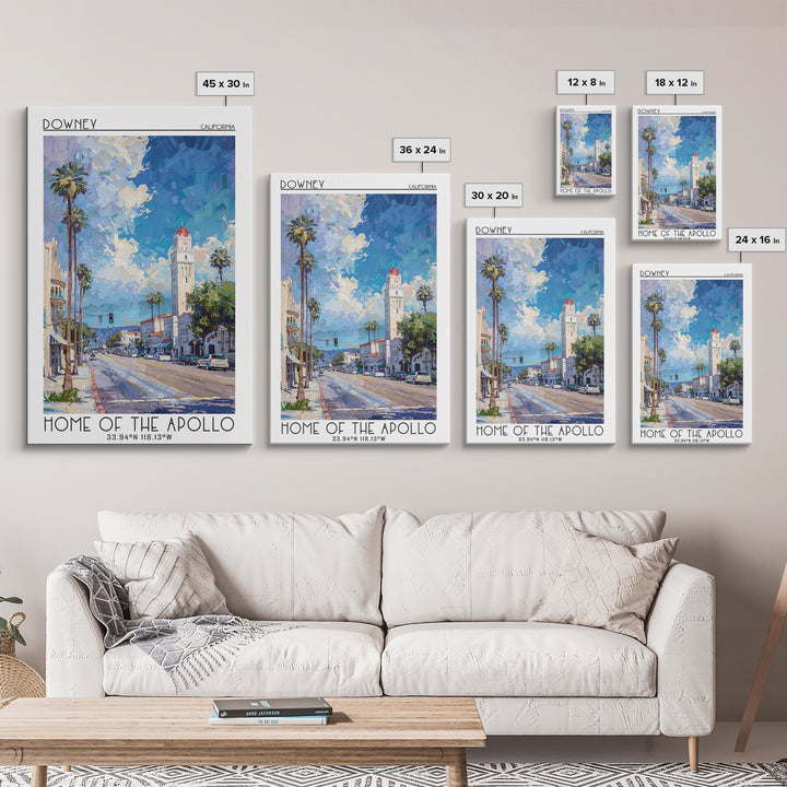 Downey Travel Poster, Framed Canvas Print, City Travel Poster, Travel Wall Art, Vintage Posters, Landscape Art, Vintage Travel Print