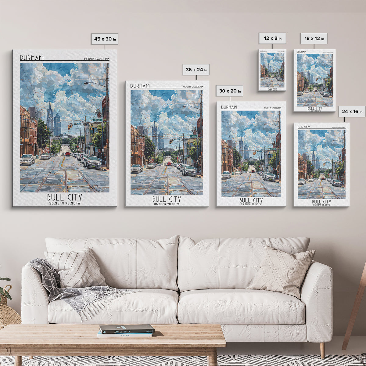 Durham Travel Poster, Framed Canvas Print, Retro Travel Poster, City Wall Art, Retro Travel Print, Home Office Decor, Fine Art Print