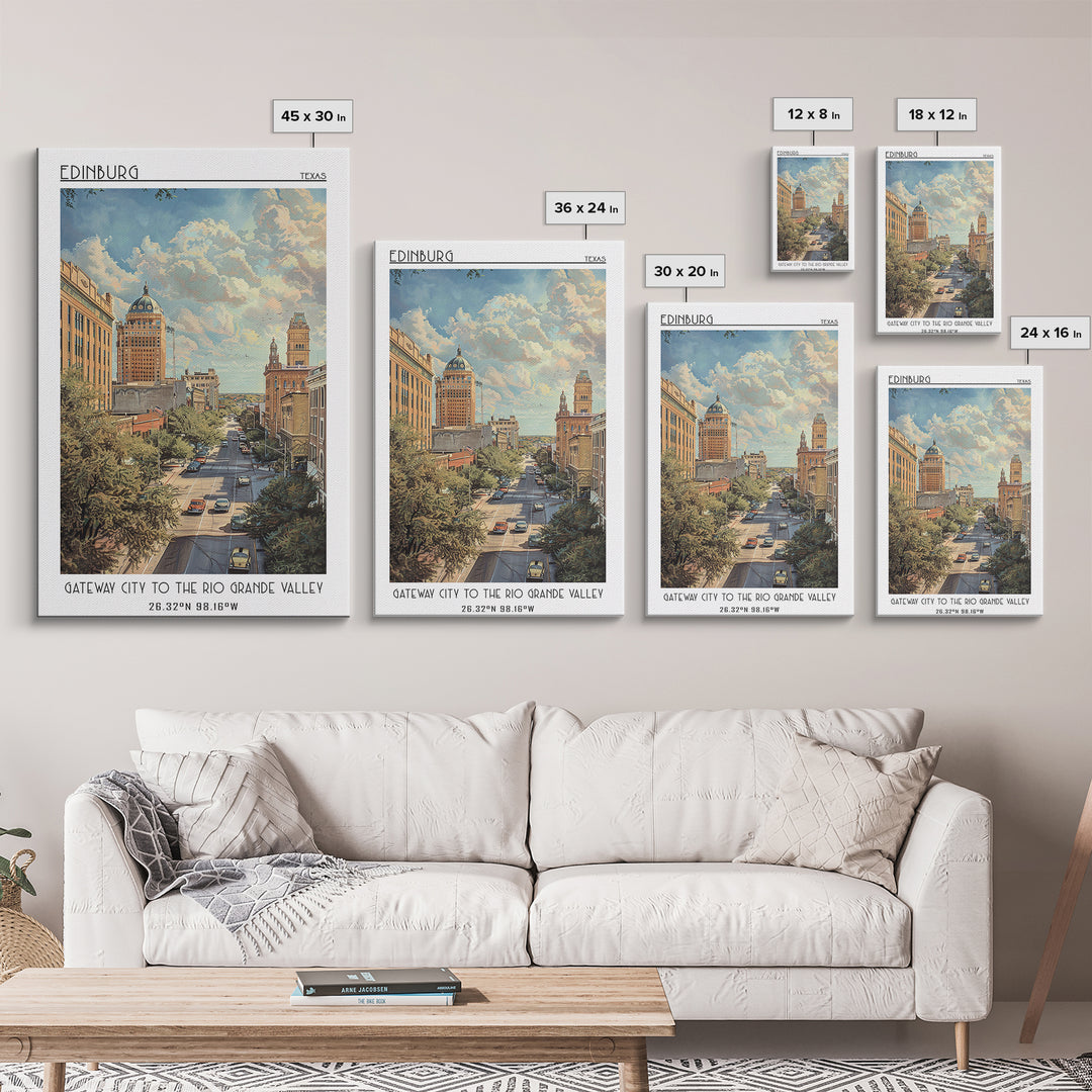 Edinburg Travel Poster, Framed Canvas Print, City Travel Poster, Travel Wall Art, Poster Print, Fine Art Print, Living Room Wall Art