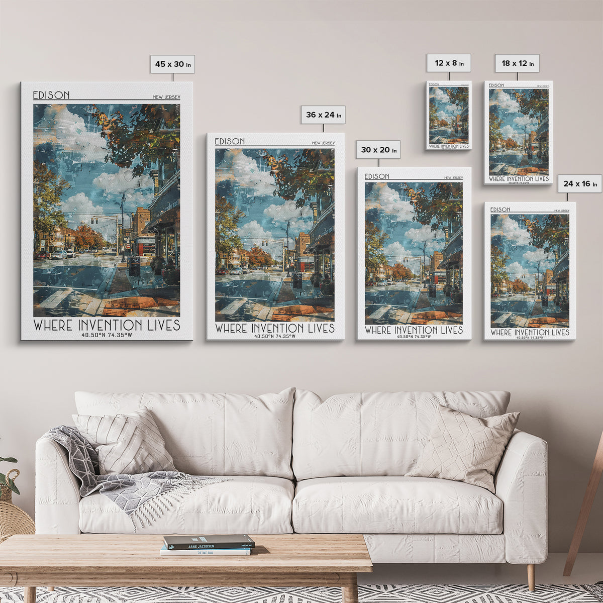 Edison Travel Poster, Framed Canvas Print, Retro Wall Art, Travel Print, City Wall Art, Modern Wall Decor, City Art Print, Art Print