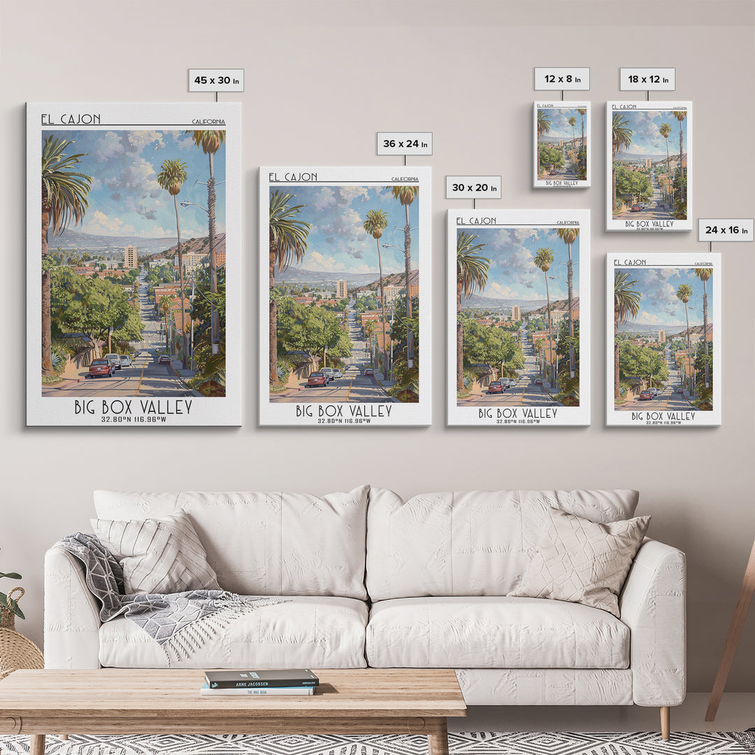 El Cajon Travel Poster, Framed Canvas Print, Travel Art Print, Modern Wall Decor, Travel Decor, Home Office Decor, Travel Wall Decor