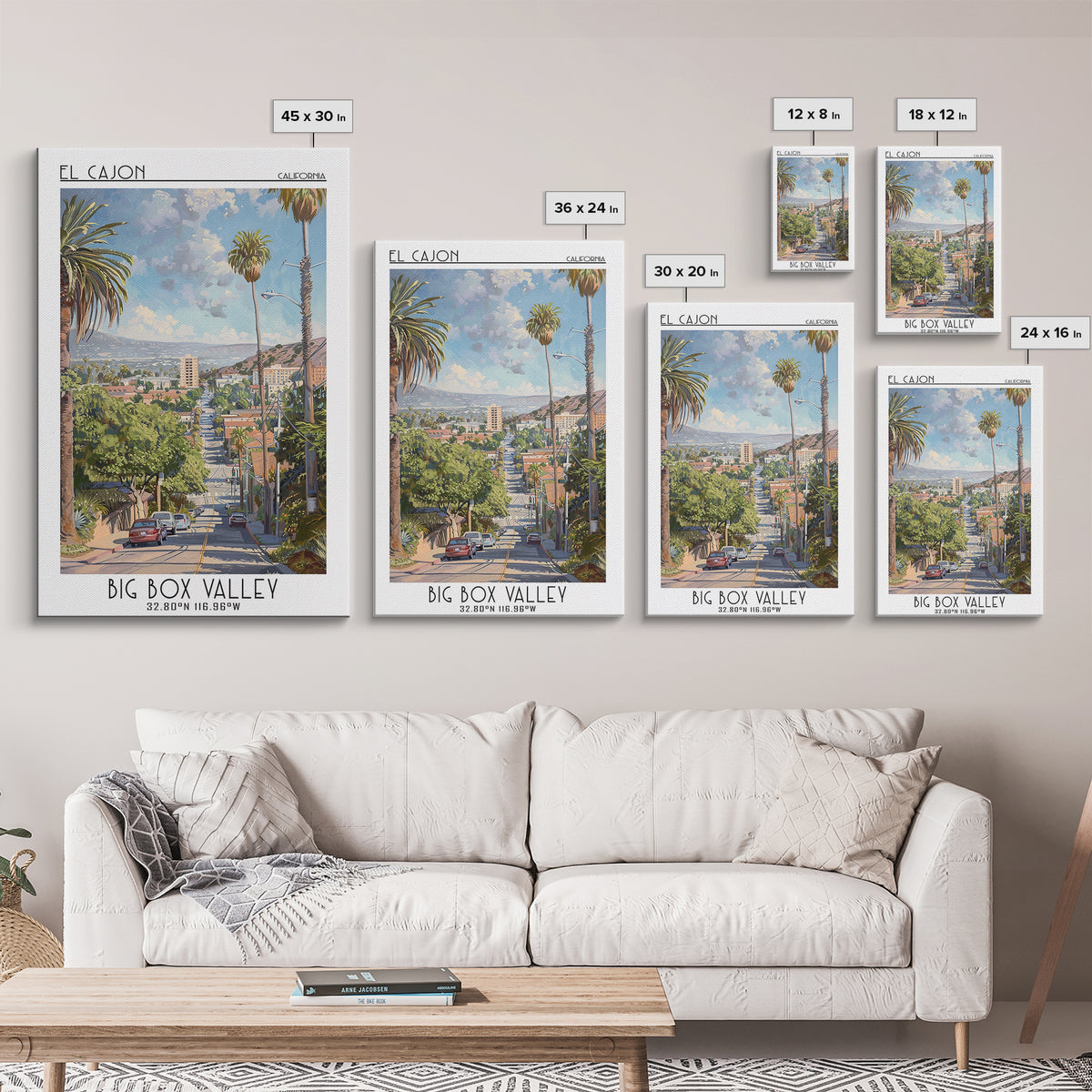 El Cajon Travel Poster, Framed Canvas Print, Travel Art Print, Modern Wall Decor, Travel Decor, Home Office Decor, Travel Wall Decor
