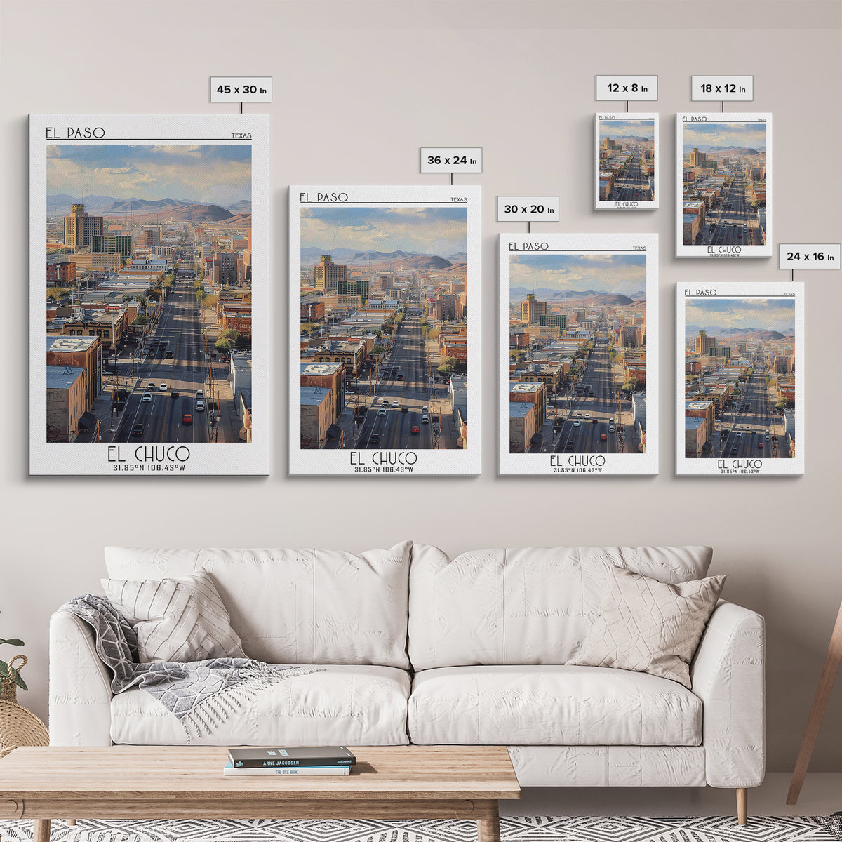 El Paso Travel Poster, Framed Canvas Print, City Travel Poster, Vintage City Poster, Travel Wall Art, Wanderlust Gift, Landscape Art