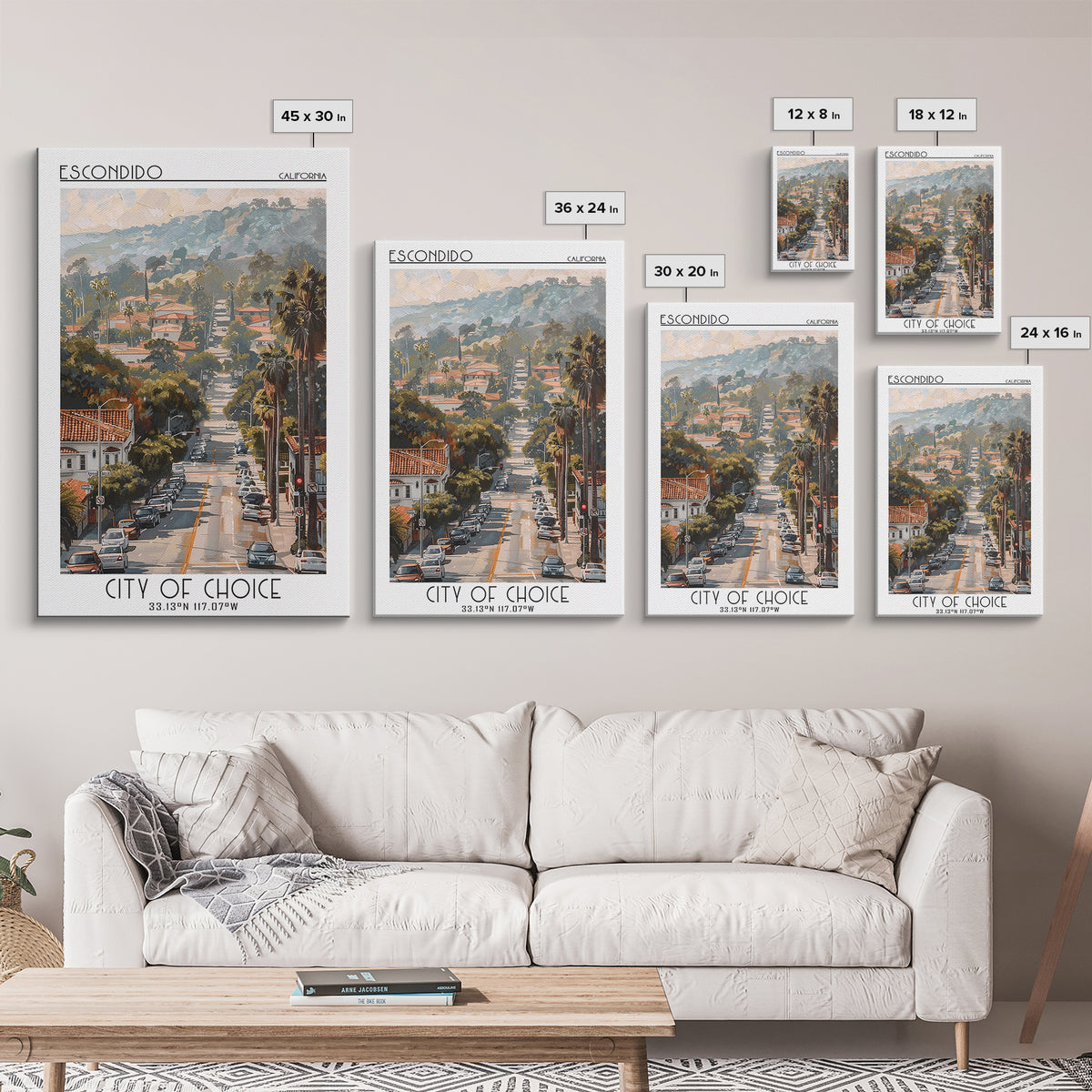 Escondido Travel Poster, Canvas Print, Retro Travel Poster, City Wall Art, Travel Art Print, Home Office Decor, Living Room Wall Art