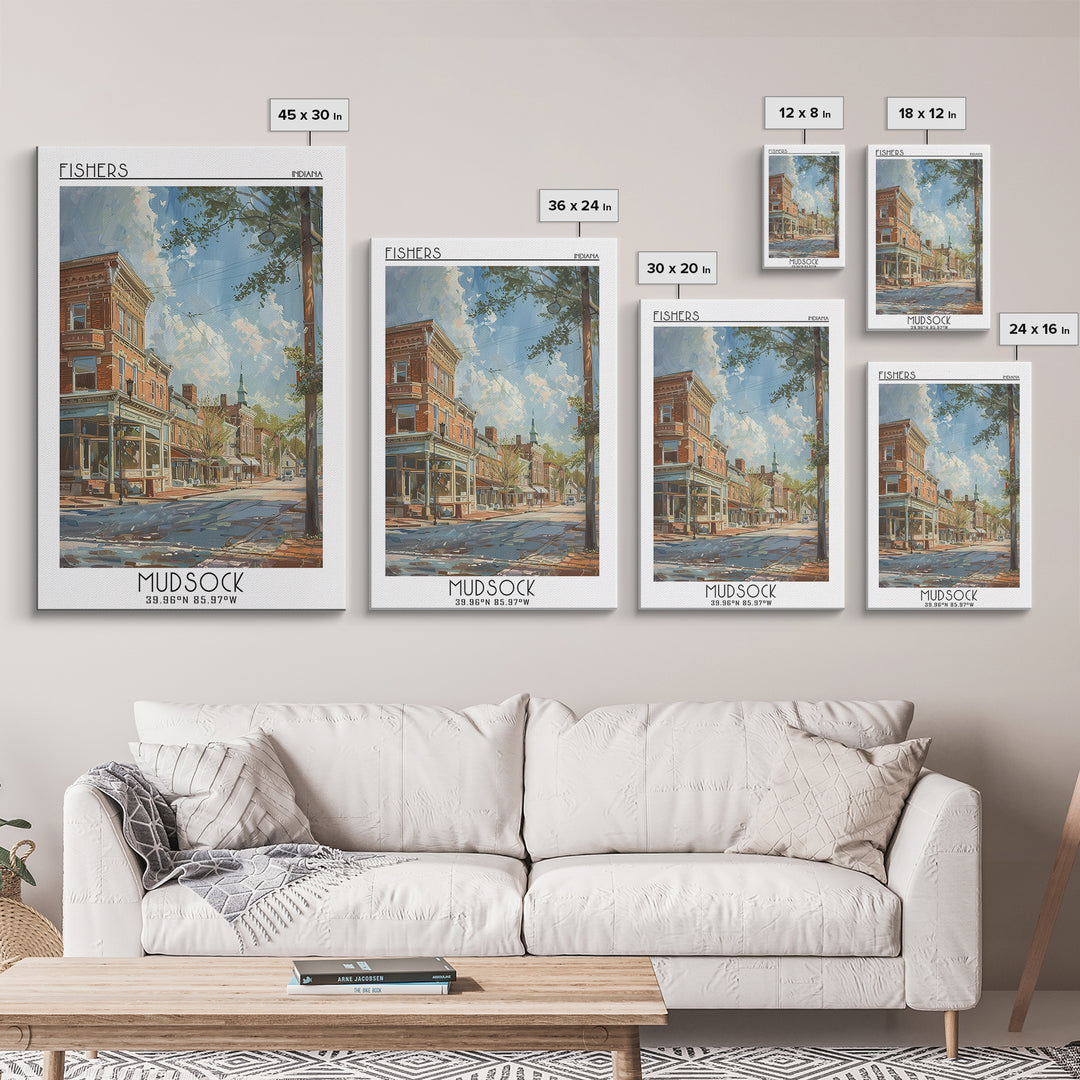 Fishers Travel Poster, Framed Canvas Print, Retro Travel Poster, City Wall Art, Landscape Art, Vintage City Poster, Travel Art Print