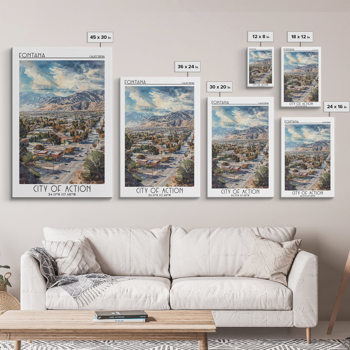 Fontana Travel Poster, Framed Canvas Print, City Art Print, Travel Wall Art, Art Print, Travel Art Print, Travel Decor, Poster Print