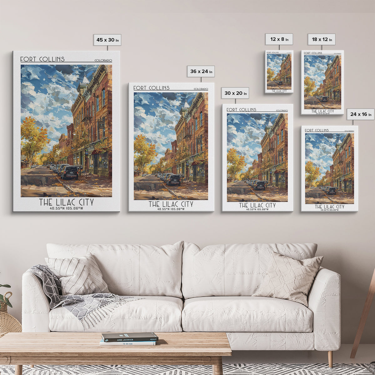 Fort Collins Travel Poster, Framed Canvas Print, City Travel Poster, Travel Wall Decor, Poster Art, Modern Wall Decor, Travel Prints