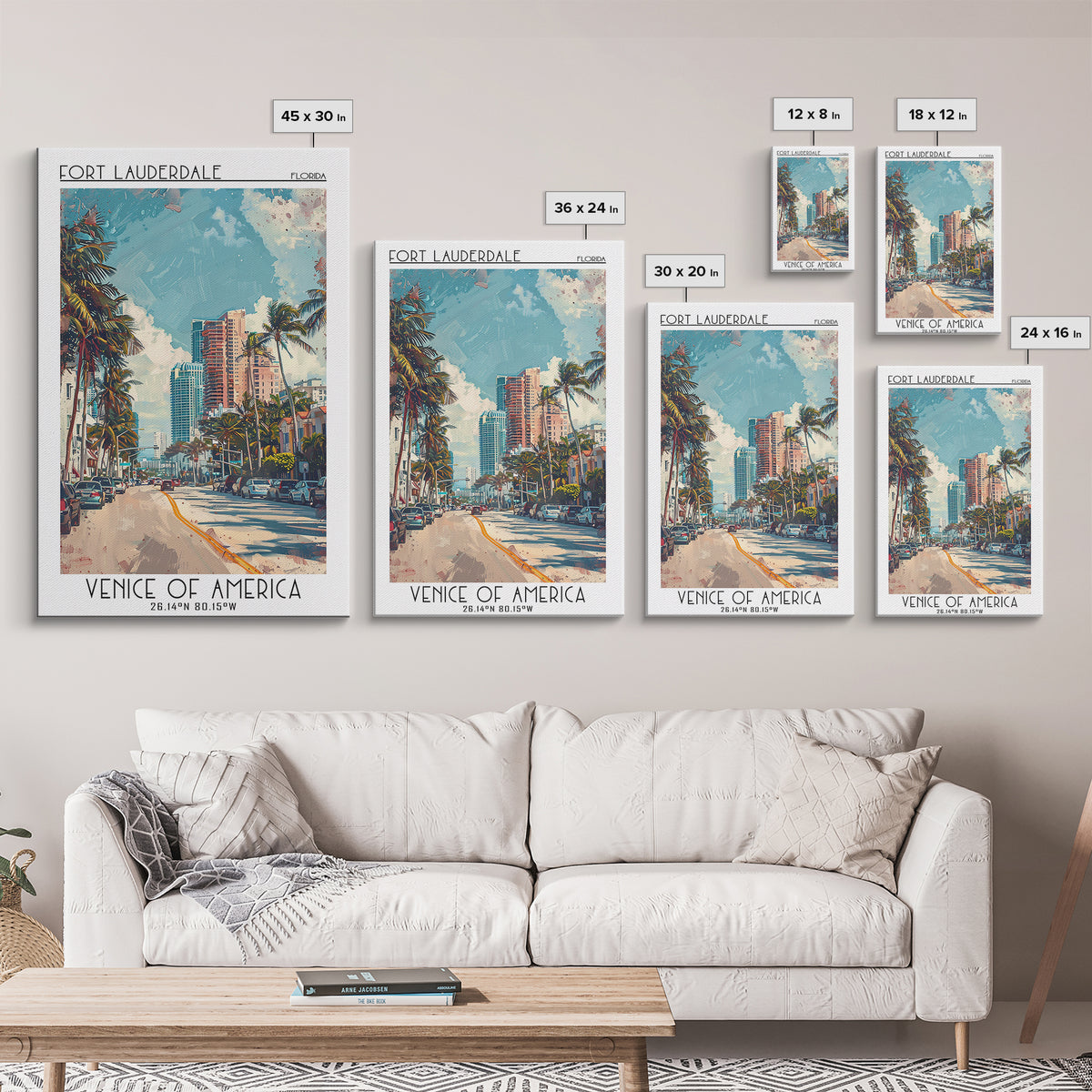 Fort Lauderdale Travel Poster, Framed Canvas Print, City Art Print, Travel Wall Art, Poster Art, Travel Art Print, Modern Wall Decor