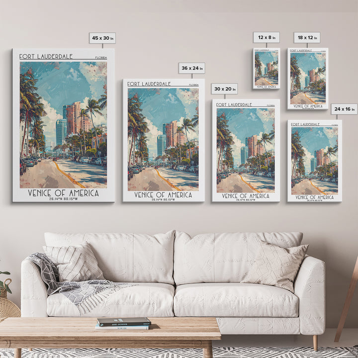 Fort Lauderdale Travel Poster, Framed Canvas Print, City Art Print, Travel Wall Art, Poster Art, Travel Art Print, Modern Wall Decor