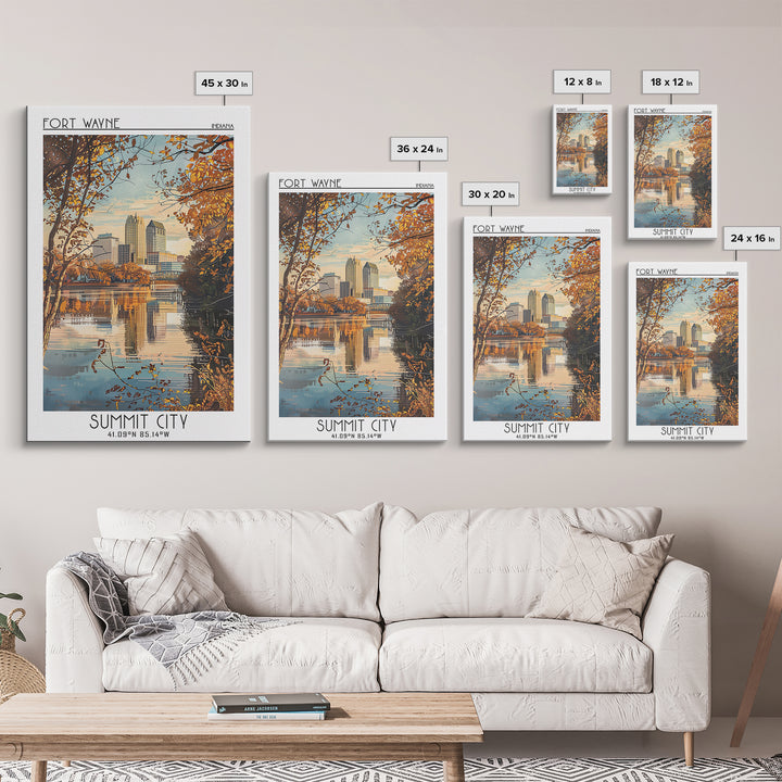 Fort Wayne Travel Poster, Canvas Print, Travel Wall Art, City Wall Art, Travel Posters, Home Office Decor, Wall Art, Wanderlust Gift