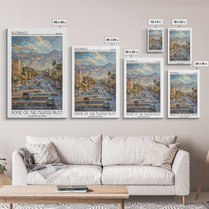 Glendale Travel Poster, Framed Canvas Print, Vintage Travel Print, City Wall Art, Wall Art, Art Print, Travel Wall Art, Poster Print