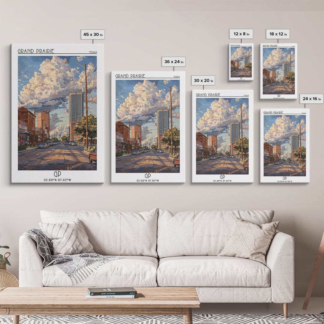 Grand Prairie Travel Poster, Canvas Print, Travel Wall Art, City Wall Art, Vintage Travel Print, Gallery Wall Set, Minimalist Poster