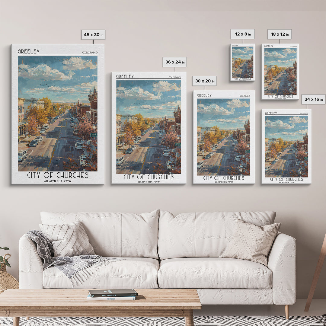 Greeley Travel Poster, Framed Canvas Print, Poster Print, Travel Wall Art, Vintage Travel, Living Room Wall Art, Vintage City Poster