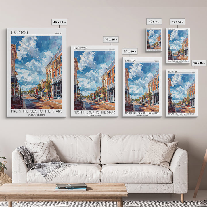 Hampton Travel Poster, Canvas Print, Travel Wall Decor, Minimalist Poster, Gallery Wall Set, Travel Print, Retro Wall Art, Art Print