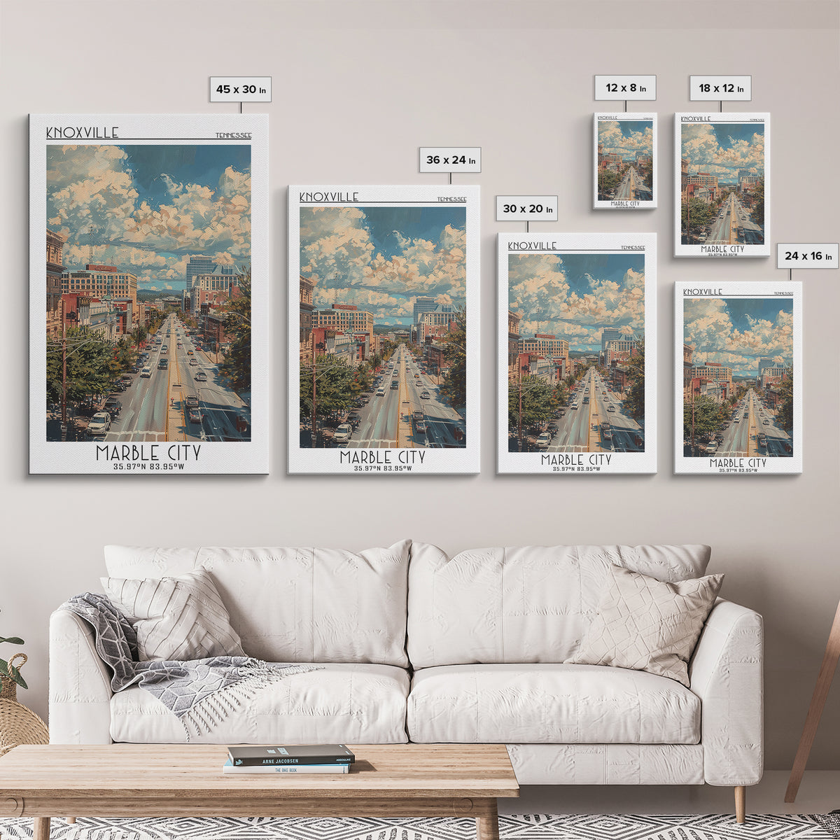 Knoxville Travel Poster, Framed Canvas Print, City Art Print, Travel Wall Art, City Wall Art, Vintage City Poster, City Illustration