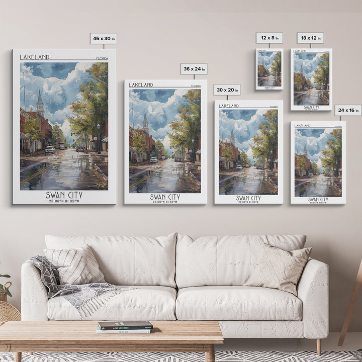 Lakeland Travel Poster, Canvas Print, City Art Print, Travel Wall Art, Retro Travel Poster, Travel Posters, Art Print, Landscape Art