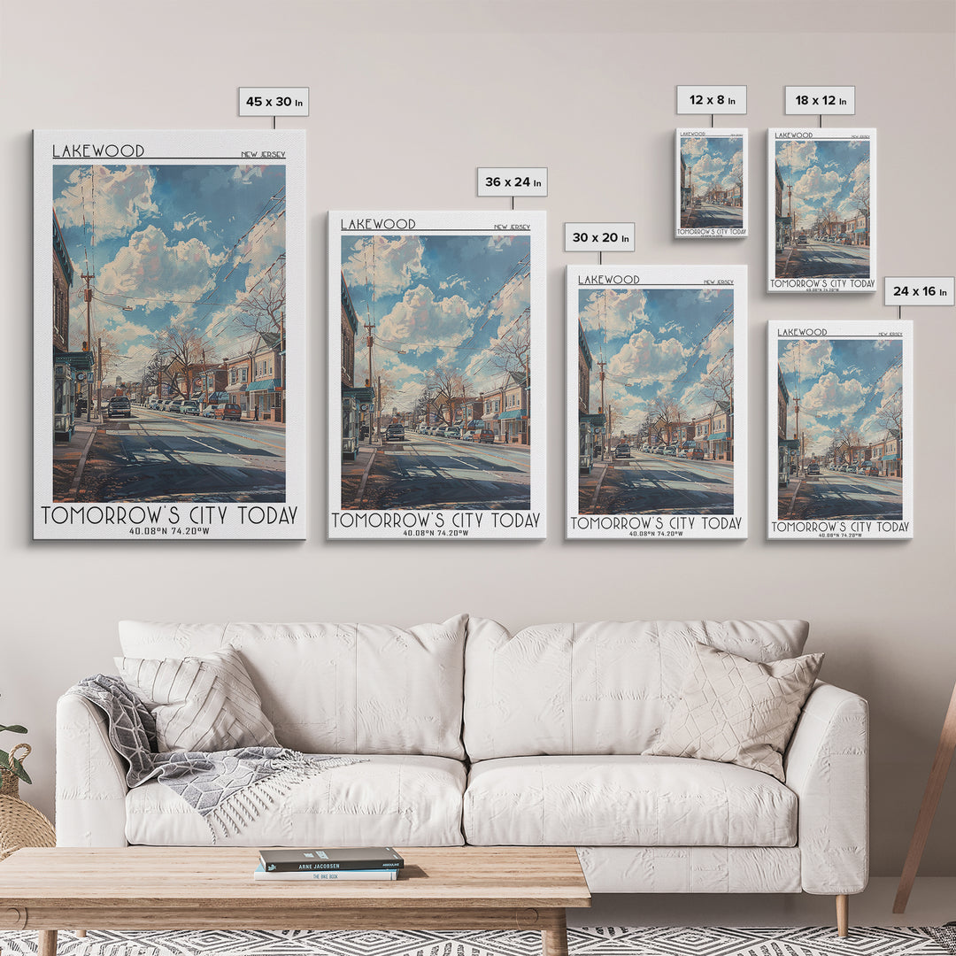 Lakewood New Jersey Travel Poster, Framed Canvas Print, Poster Print, Travel Wall Art, City Wall Art, Fine Art Print, City Art Print