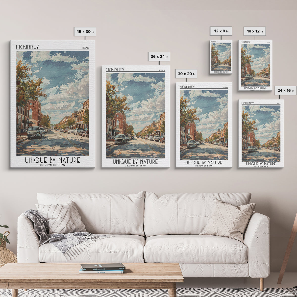 McKinney Travel Poster, Framed Canvas Print, City Travel Poster, Travel Wall Decor, City Wall Art, Travel Wall Art, Gallery Wall Set